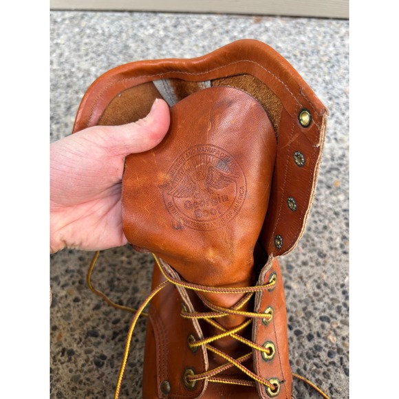 Georgia Boot Men's 10W Tan Leather Logger Work Boots Made in USA Comfort Core - Picture 12 of 13